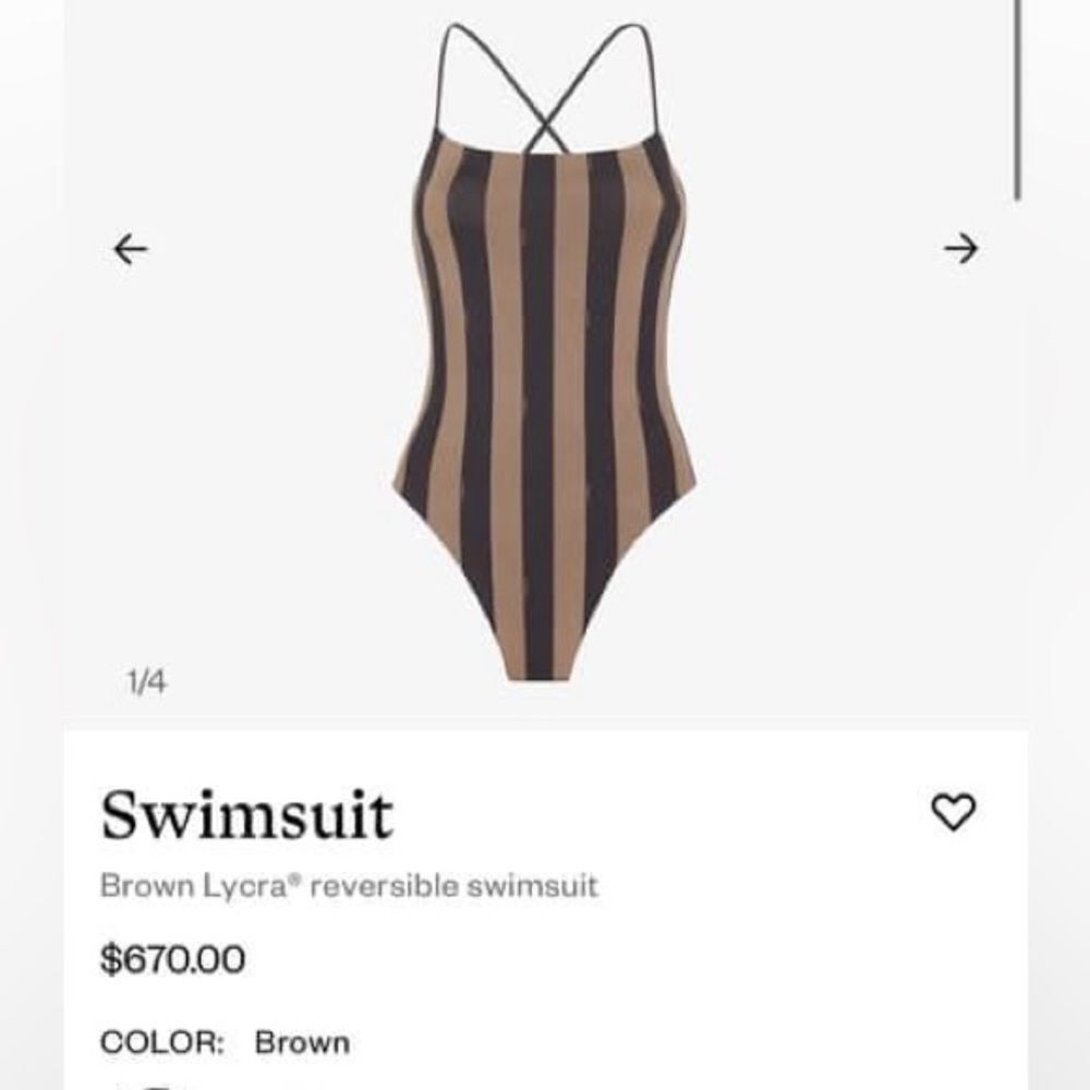 Fendi Striped Reversible Logo Swimsuit / Bodysuit